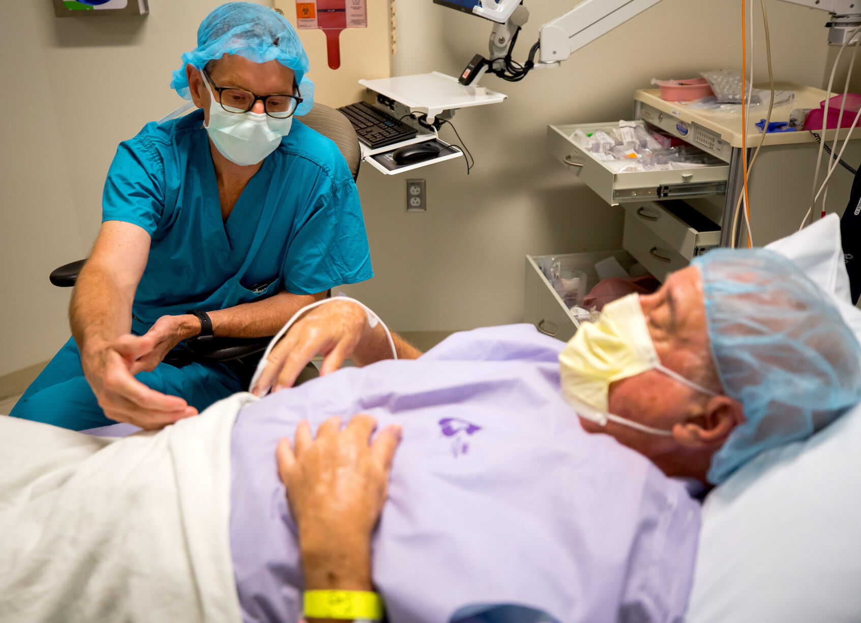Kendrick Pittman and George Sallaberry getting prepped for surgery